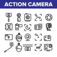samling action kamera tecken ikoner set vektor