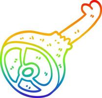 regenbogengradientenlinie, die gut gekochtes fleisch der karikatur zeichnet vektor