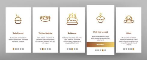söta cheesecakes, bageri vektor onboarding mobil app sidskärm