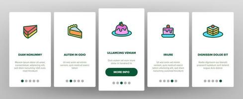 süße Käsekuchen, Bäckerei-Vektor-Onboarding-Bildschirm der mobilen App-Seite vektor