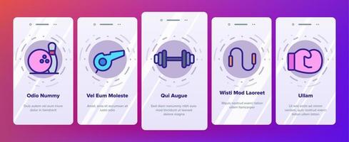 lineares vektor-onboarding für sportspielgeräte vektor