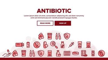 sammlung antibiotika dünne linie symbole set vektor