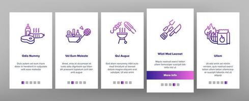 bbq-ausrüstungsvektor beim onboarding des mobilen app-seitenbildschirms vektor