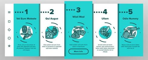 kriminella handlingar, bandit vektor onboarding mobil app sidskärm