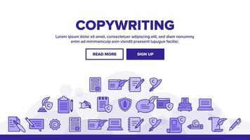 copywriting och blogging vektor linjära ikoner set