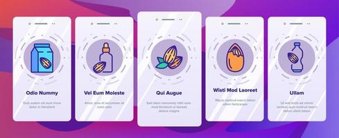 mandel naturlig mat onboarding ikoner som vektor