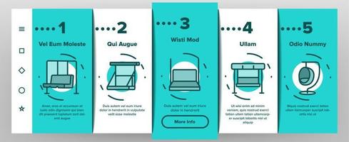 Bank Schaukel Möbel Onboarding Icons Set Vektor