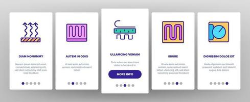Onboarding-Symbole für Heizbodengeräte setzen Vektor
