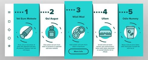 kontaktlins tillbehör för vision onboarding ikoner som vektor