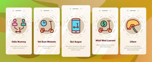 Scooter-Sharing-Mietservice-Onboarding-Symbole setzen Vektor