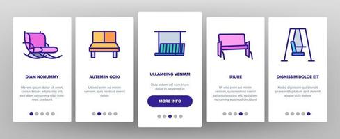 Bank Schaukel Möbel Onboarding Icons Set Vektor