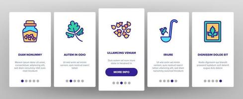koriander örtväxt onboarding ikoner som vektor