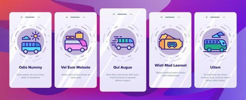 bussresa och resa onboarding ikoner som vektor