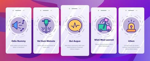 stadens buller och ljud onboarding ikoner som vektor