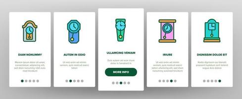 Onboarding-Symbole für Pendeluhrgeräte setzen Vektor