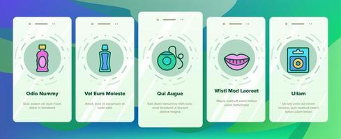 Onboarding-Symbole für Mundspülhygiene setzen Vektor