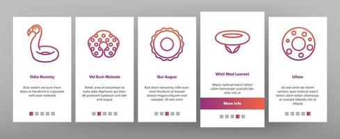 schwimmring und poolmatratze onboarding icons set vektor