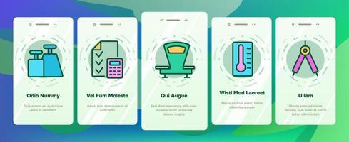 mätutrustning onboarding ikoner som vektor