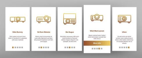 Onboarding-Symbole für Projektoren setzen Vektor