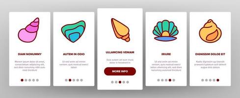 Shell- und Meeresmuschel-Onboarding-Symbole setzen Vektor