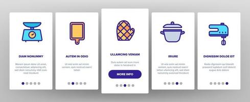 Set von Vektor-Onboarding für Küchengeschirr-Liniensymbole vektor