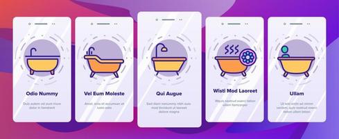 badkar och dusch onboarding ikoner som vektor