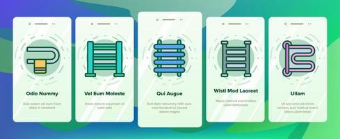 Onboarding-Symbole für beheizte Handtuchhalter setzen Vektor