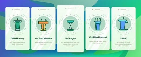 Onboarding-Symbole für das Podiumssprecher-Tool setzen Vektor