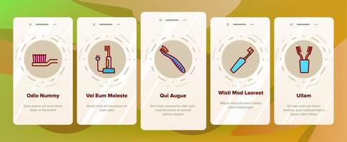 tandborste utrustning onboarding ikoner som vektor
