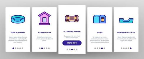 Onboarding-Symbole für Hundehüttenzubehör setzen Vektor