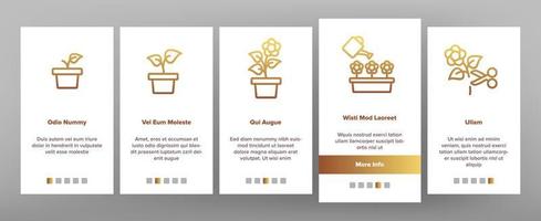 wachsende blumen pflanzen onboarding symbole setzen vektor