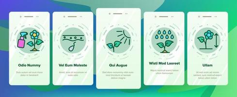 växande blommor växter onboarding ikoner som vektor