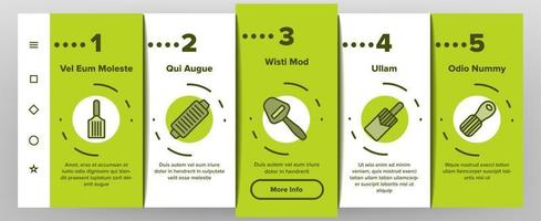 Slicer-Küchengeschirr-Onboarding-Symbole setzen Vektor