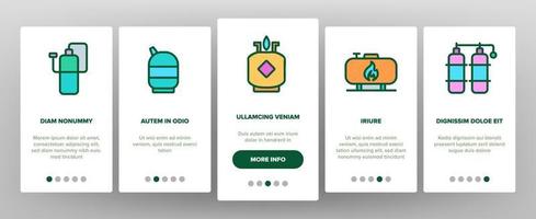onboarding-ikonen der gasflaschenausrüstung stellten vektor ein