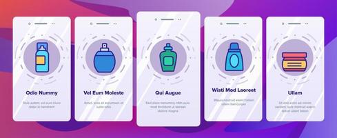 feuchtigkeitscreme onboarding icons set vektor