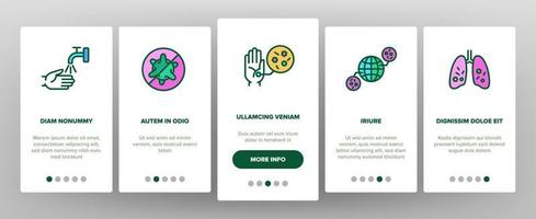 Onboarding-Symbole für Infektionen und Krankheiten setzen Vektor