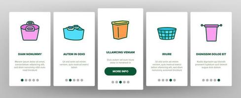tvättkorg korg onboarding ikoner som vektor