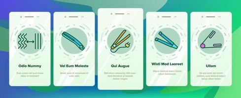 platt järn utrustning onboarding ikoner som vektor