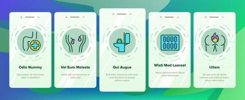 hemorrojder sjukdom onboarding ikoner som vektor