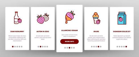 erdbeere leckere obst onboarding icons set vektor