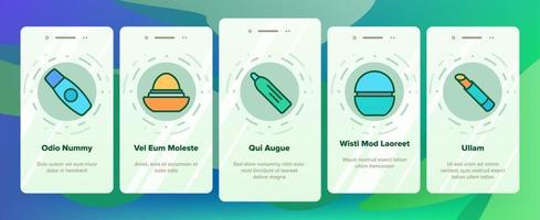läppbalsam kosmetiska onboarding ikoner som vektor