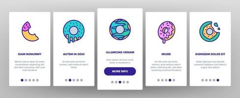 donut süßes frühstück onboarding icons set vektor