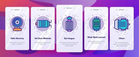 elektroniska motor verktyg onboarding ikoner som vektor