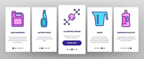 reinigungsmittel-reinigungs-onboarding-ikonen stellten vektor ein