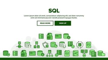 sql-databas landningshuvudvektor vektor