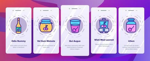 körsbär vitamin bär onboarding ikoner som vektor