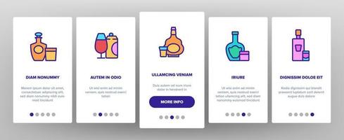 alkoholgetränkeflaschen beim onboarding von symbolen setzen vektor