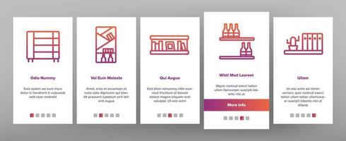 hylla rum möbler onboarding ikoner som vektor