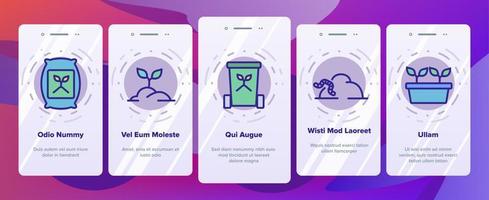 kompostieren erde onboarding icons set vektor