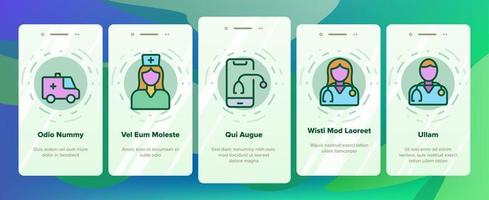 Onboarding-Symbole für Sanitäter und Krankenschwestern setzen Vektor